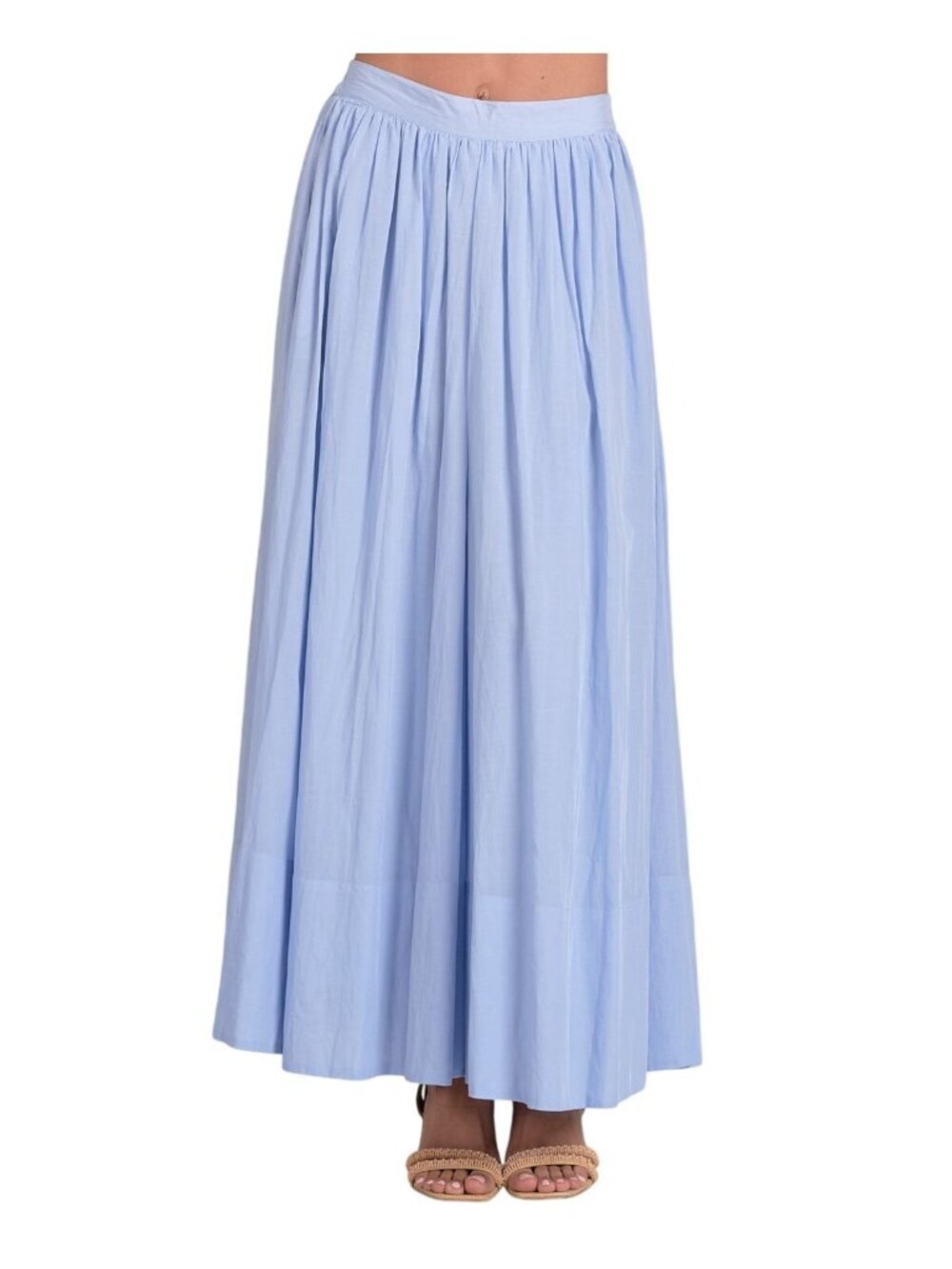 NWT Elan Light Blue Maxi Skirt M Viscose Blend Flowy Pleated Design MSRP $99